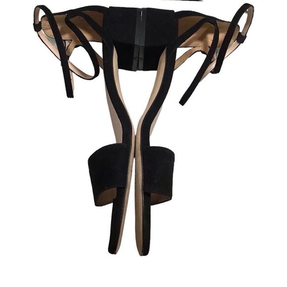 Stuart Weitzman Black Suede Block Heel Strappy Sandal Size 9 1/2 - Picture 4 of 7